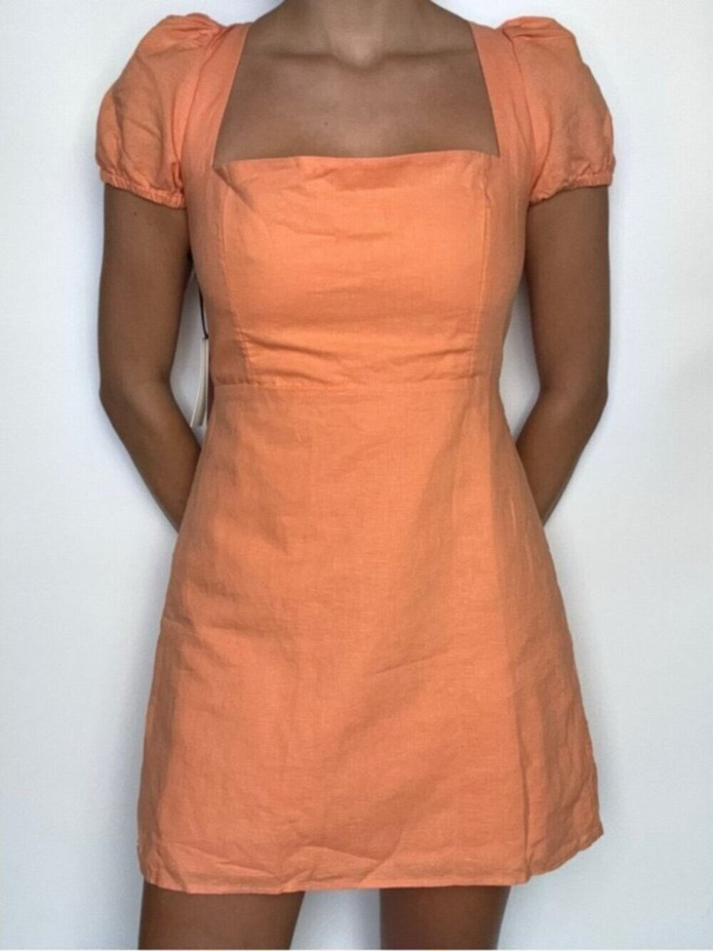 Aritzia Sunday Best Monday Linen Dress NWT Sunny Apricot Orange Size 6